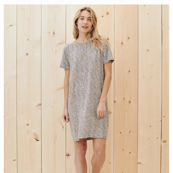 [jenni kayne] leopard short sleeve t-shirt mini dress neutral XS